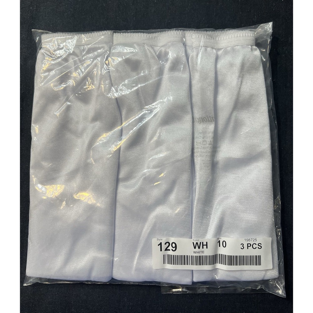 National 3 Pack White Size 10 Full Coverage Nylon Panties Cotton Gusset New